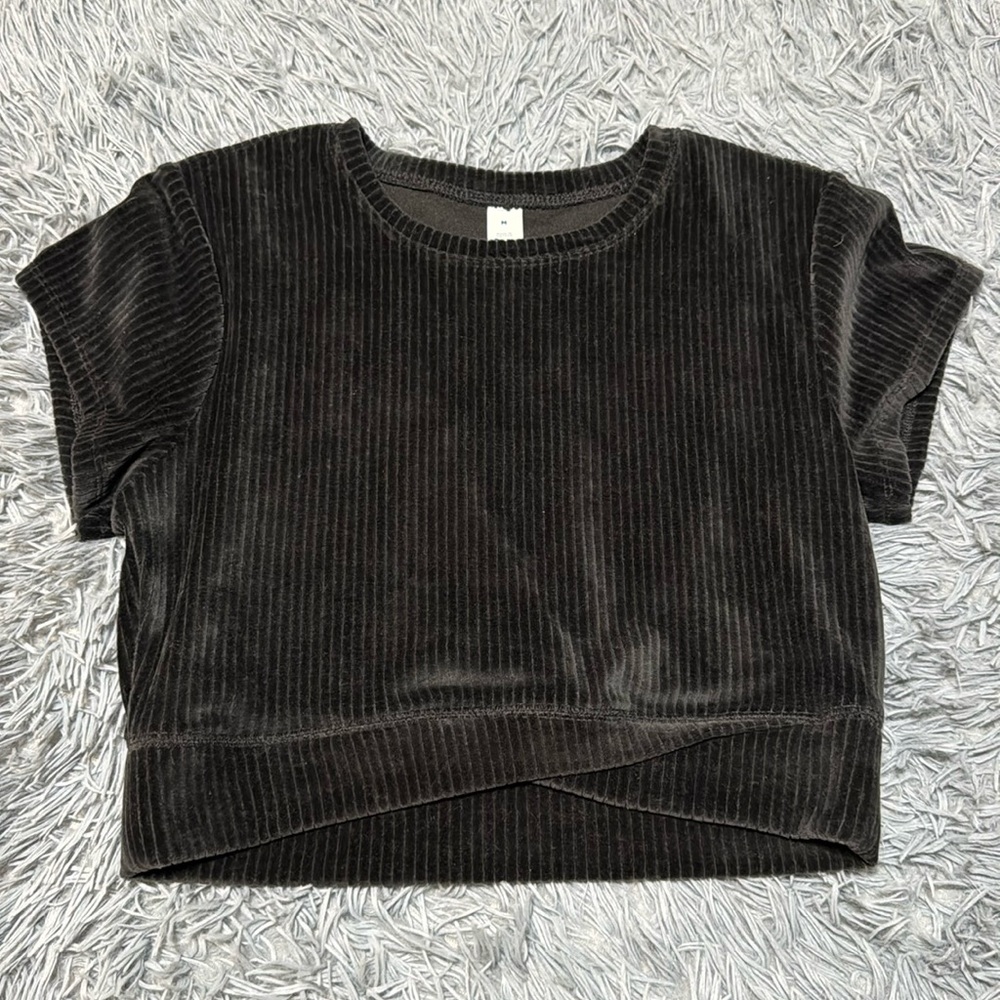 Women’s Velvet Material Crop Workout Top